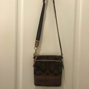 Coach Chocolate Brown Signature Canvas Crossbody